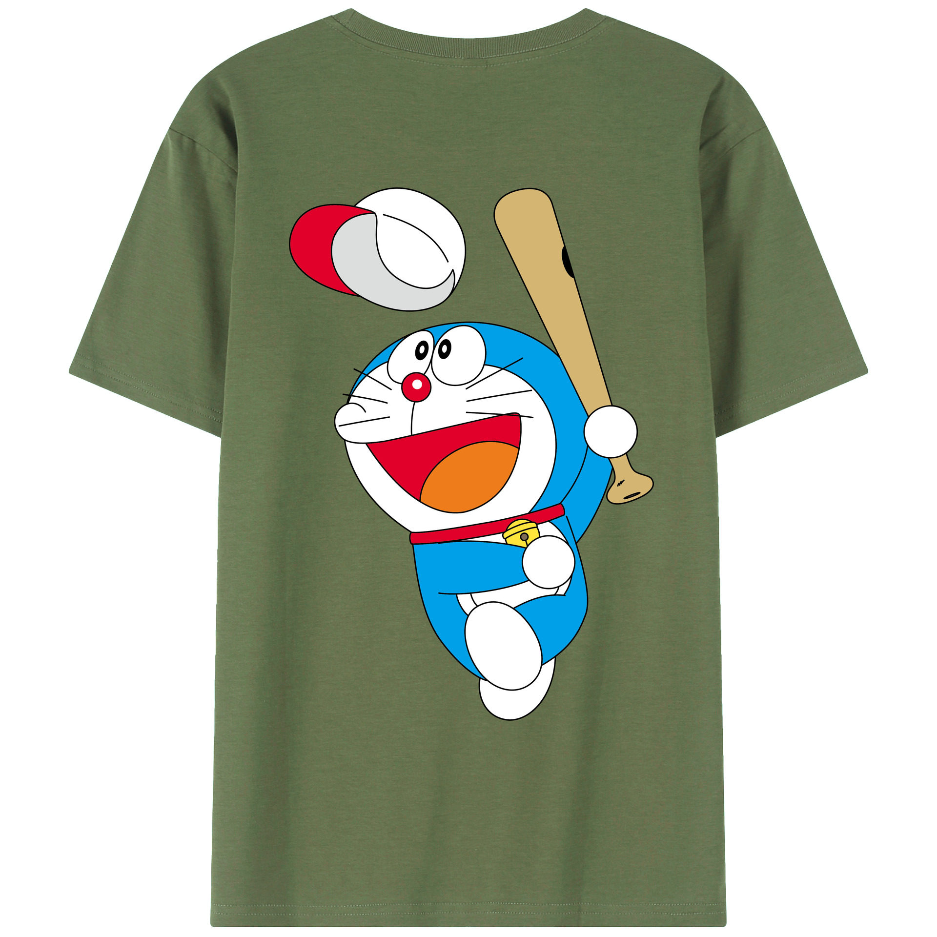 （画像用） ドラえもん Doraemon 綿100％ メンズ半袖Tシャツ（バックプリント） 通気性
